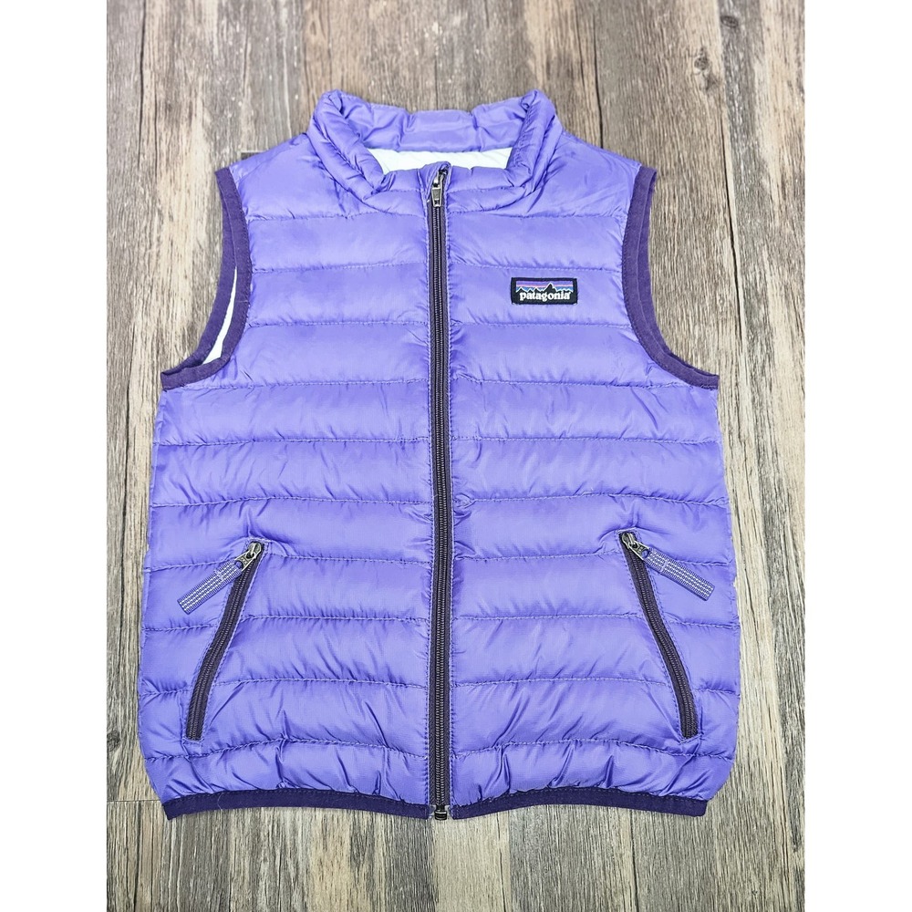 Patagonia Kids Down Sweater Vest Purple Quilted Puffer Full Zip 3T 60506FA14